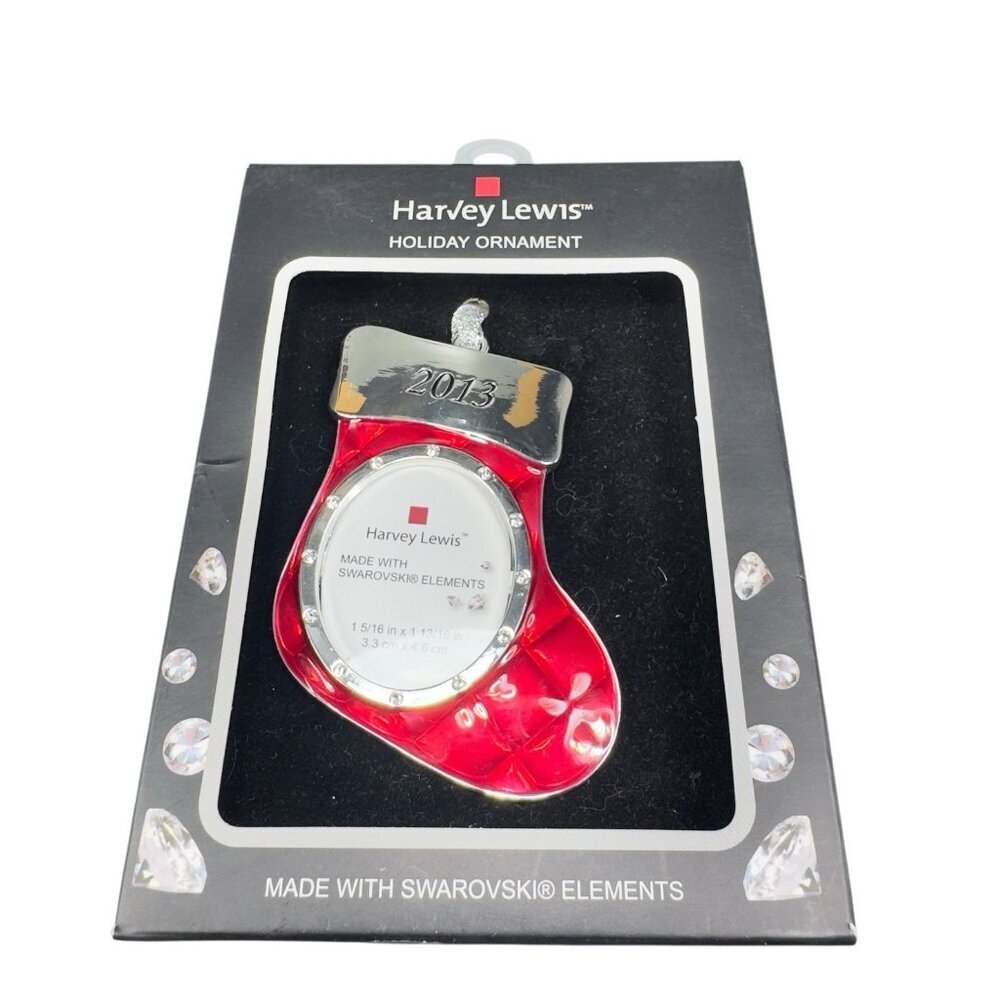 Harvey Lewis Holiday Ornament Stocking Photo Frame 3.3cm X 4.6cm New In Box